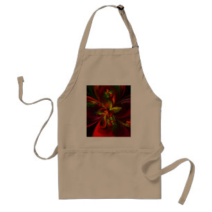 Modern Red Green Floral Abstract Art Pattern #05 Standard Apron