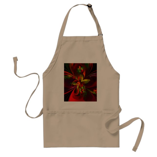 Modern Red Green Floral Abstract Art Pattern #05 Standard Apron (Front)