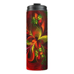 Modern Red Green Floral Abstract Art Pattern #05 Thermal Tumbler