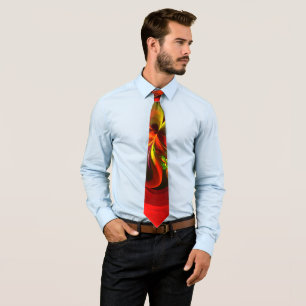 Modern Red Green Floral Abstract Art Pattern #05 Tie
