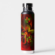 Modern Red Green Floral Abstract Art Pattern #05