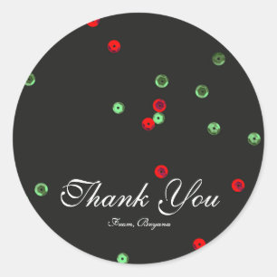 Modern Red & Green Glam Sequins Holiday Stickers