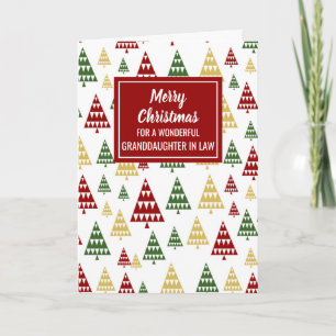 Modern Red Green Granddaughter in Law Christmas Card