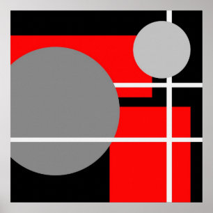 Modern Red Grey Black White - MS0001 Canvas Poster