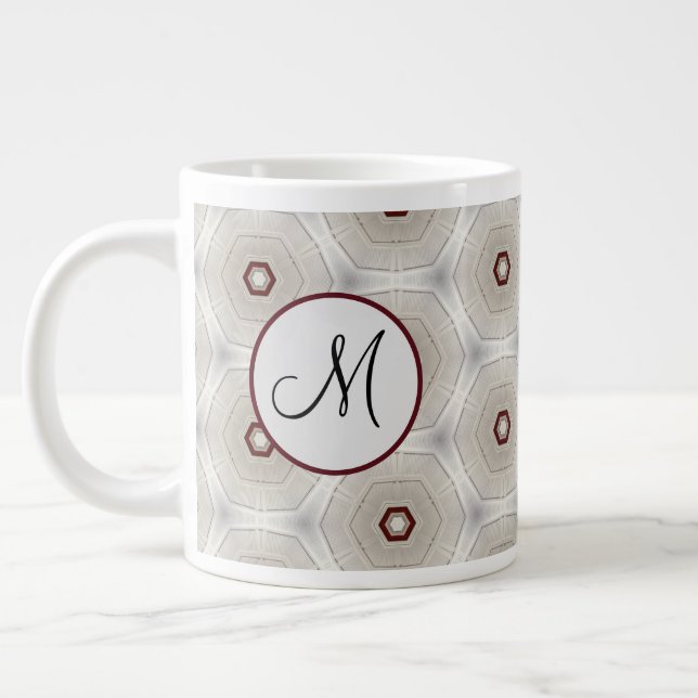 Modern Red Grey Circles Large Coffee Mug (Left)