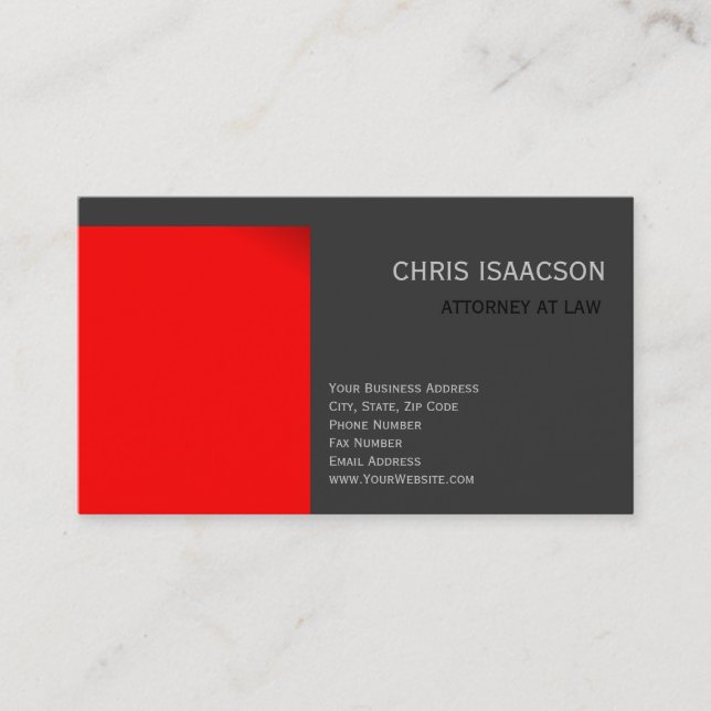 Modern Red Grey Simple Plain Business Card (Front)
