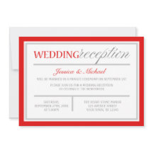 Modern Red & Grey Wedding Reception Invitations