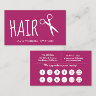 Modern Red Hairdresser Flat Loyalty Card
