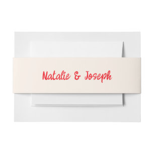Modern Red Hand Written Retro Unique Wedding Invitation Belly Band