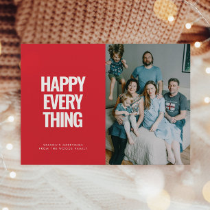Modern Red Happy Everything Photo Holiday Card