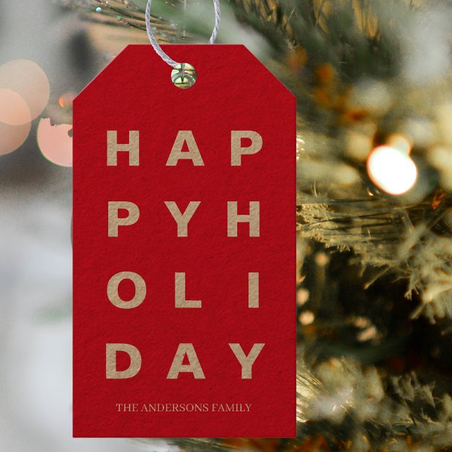 Modern Red Happy Holiday  Gift Tags (Creator Uploaded)