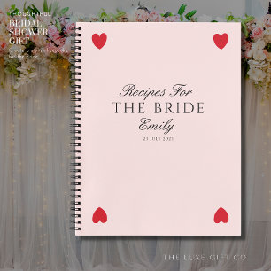 Modern Red Heart Bridal Shower Gift Recipe Book