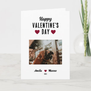 Modern Red Heart Happy Valentine's Day Photo  Holiday Card