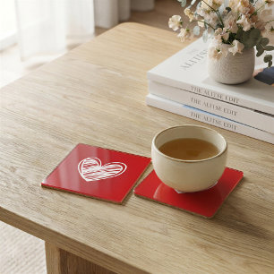 Modern Red Heart Plastic Coaster