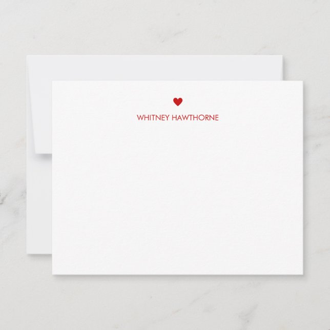 Modern Red Heart Stationery Love Simple Minimal Card (Front)