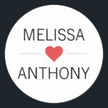 Modern RED Heart White Wedding Monogram Seals<br><div class="desc">If you are looking for something unique,  here are simple yet elegant black and white design with deep red heart in the middle.  Add bride and groom initials / monograms.  Background colour can be changed to any colour. Perfect for that modern,  trendy wedding celebration. Valentines' day!</div>