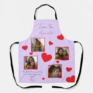 Modern Red Hearts Sibling Photo Collage Apron