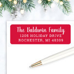 Modern Red Holiday Return Address<br><div class="desc">Holiday return address labels feature white custom text that can be personalised with a festive red background colour - can be modified.</div>