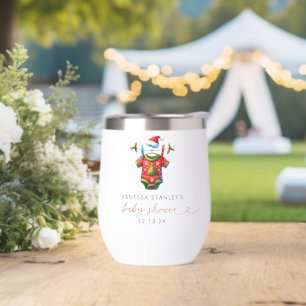 Modern Red Holly Christmas Santa Baby Shower