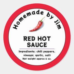 Modern Red Hot Chilli Sauce Pepper Label 