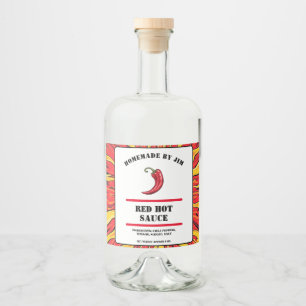 Modern Red Hot Chilli Sauce Pepper Label 