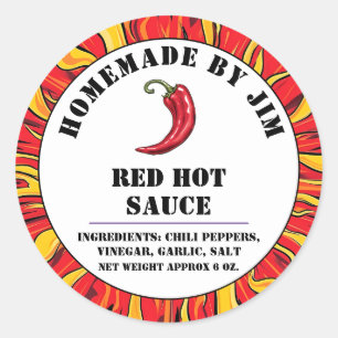 Modern Red Hot Chilli Sauce Pepper Label 
