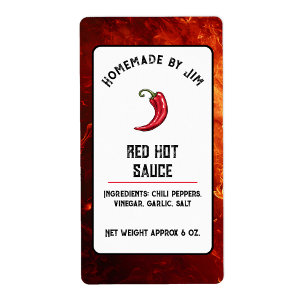 Modern Red Hot Chilli Sauce Pepper Label 