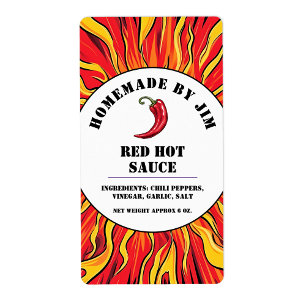 Modern Red Hot Chilli Sauce Pepper Label 