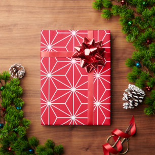 Modern Red Japanese Geometric Pattern Wrapping Paper