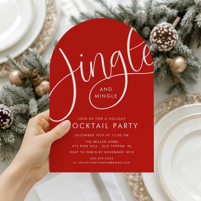 Modern Red “Jingle and Mingle” Holiday Invitation (Creator Uploaded)