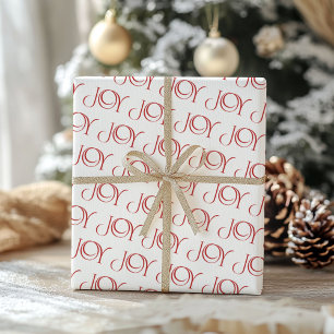 Modern Red Joy Christmas Holiday Pattern Wrapping Paper