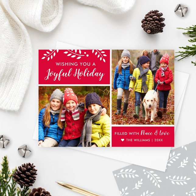 Modern Red Joyful Holiday Photo Collage (Creator Uploaded)