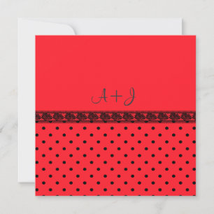 MODERN RED LACE SPOT WEDDING INVITATION