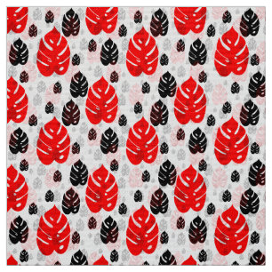 Modern Red Leaf Abstract Surface Pattern Fabric