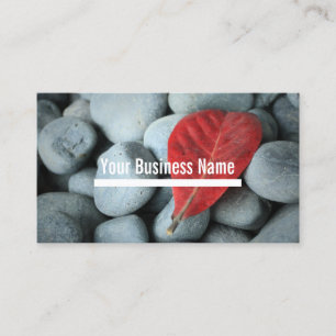 Modern Red Leaf and Stones Photography Business Card