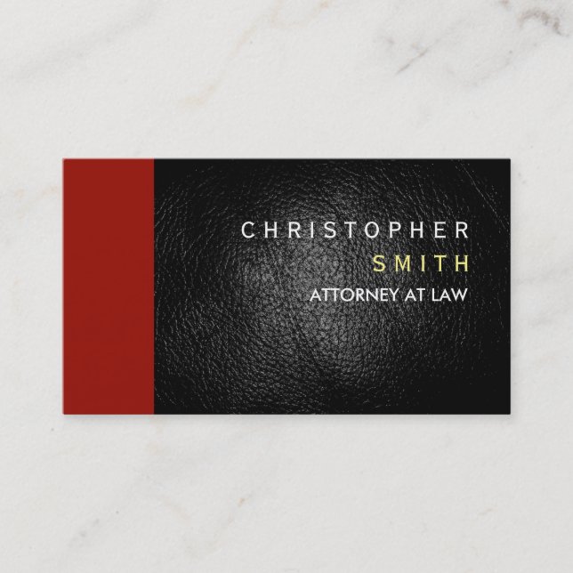 Modern Red Leather Simple Plain Business Card (Front)
