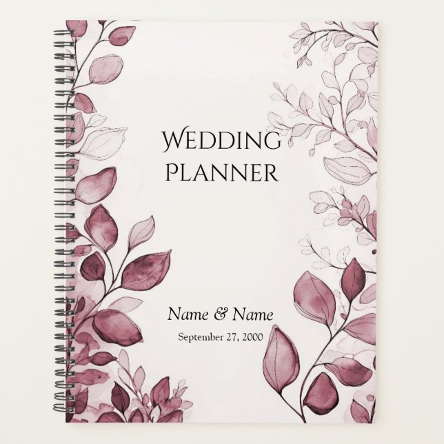Modern Red Leaves Wedding Planner (Front)