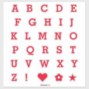 Modern Red Letters   Monogram Alphabet Stickers