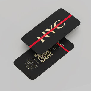 Modern Red Line Firefighter Monogram Dark Grey Business Card