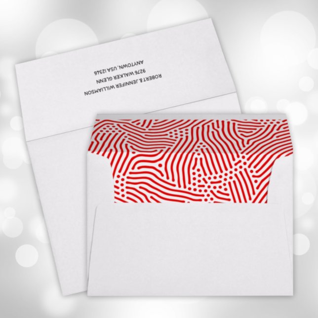 Modern Red Lines Dots Lined Envelope (Creator Uploaded)