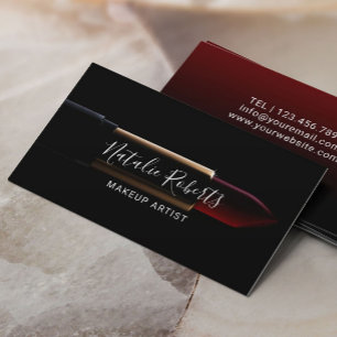 Modern Red Lipstick Makeup Artist Beauty Salon Business Card