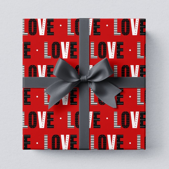 Modern Red Love Typography | Valentines Day Wrapping Paper (Creator Uploaded)