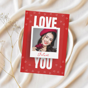 Modern Red Love You Photo Valentine’s day  Holiday Card