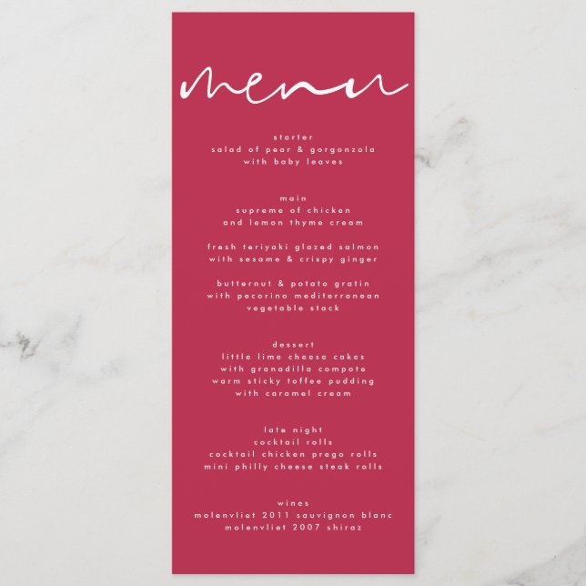 Modern Red Magenta Neutral White Wedding Programme (Front)