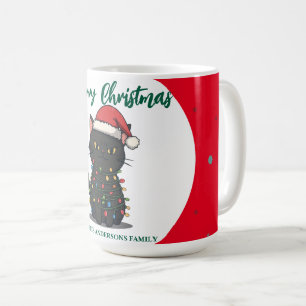 modern red merry cat snowflake christmas kitten Ca Coffee Mug