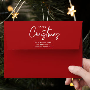 Modern Red Merry Christmas  Envelope
