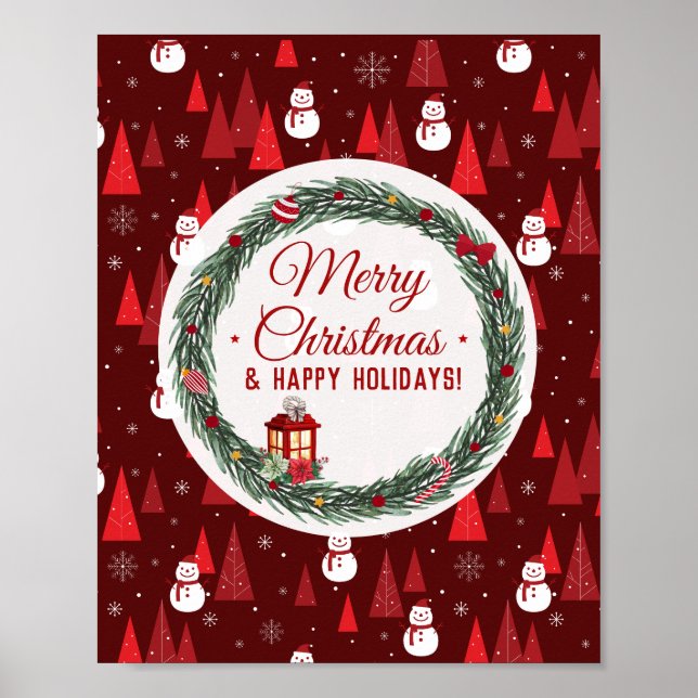Modern red merry christmas  holiday  poster (Front)