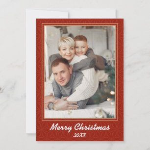 Modern Red Merry Christmas Photo Christmas Holiday Card