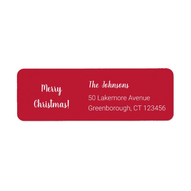 Modern Red Merry Christmas Return Address (Front)