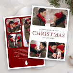 Modern Red Minimal 6 Photo Collage Christmas Holiday Card<br><div class="desc">Modern Christmas card featuring customisable 6 photo templates with personalised custom message at the back of the card. Simply add your text on this easy-to-use template and adorn this card with your favourite photos to make it a one-of-a-kind holiday card.</div>